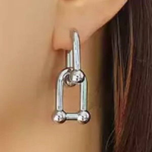 Silver Shackle Link Earrings Hard-wear STYLE JA23